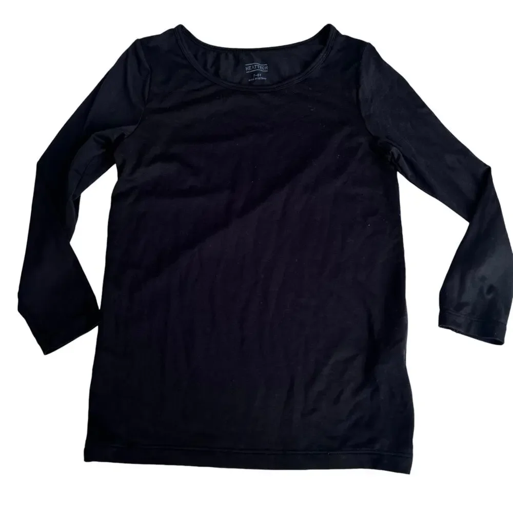 Girls Heattech Black Long Sleeve Top Size 7-8 base layer